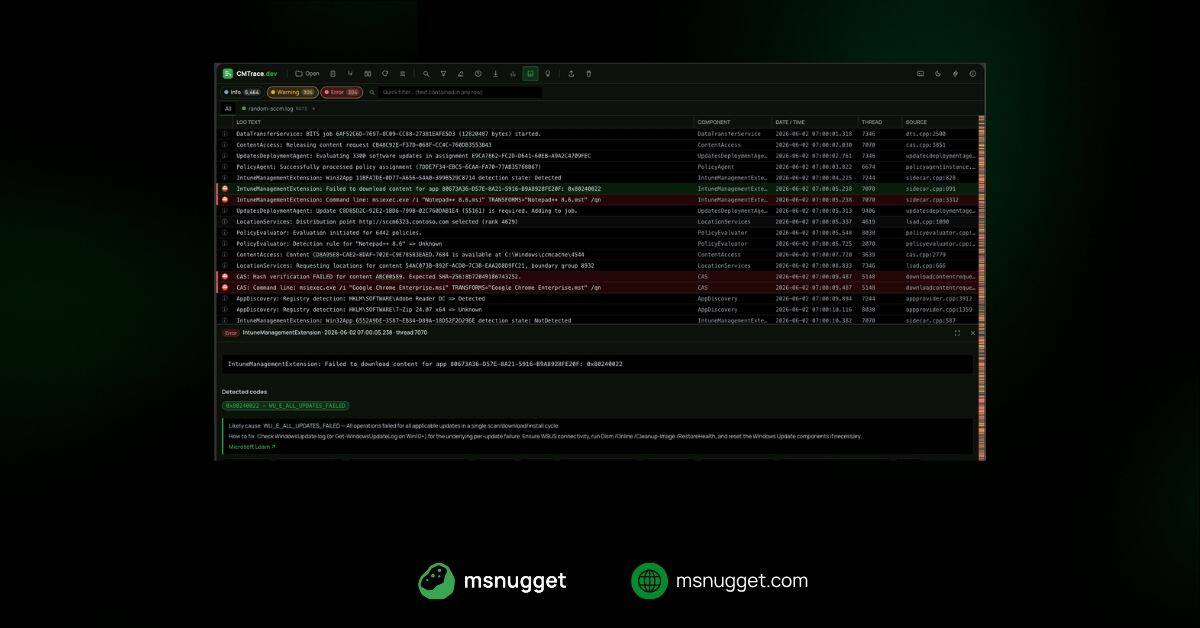 Read ConfigMgr & Intune Logs in Your Browser with CMTrace.dev